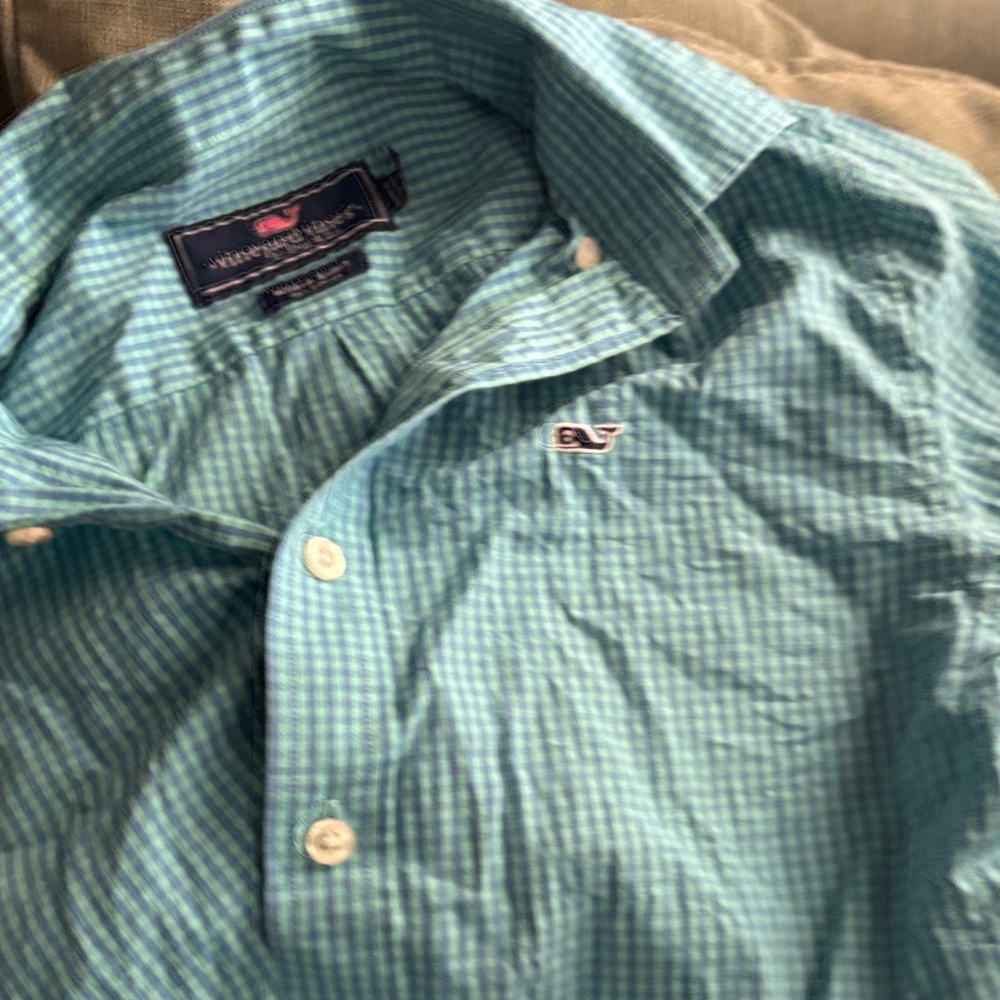 Vineyard Vines Men's Green Checkered Shirt